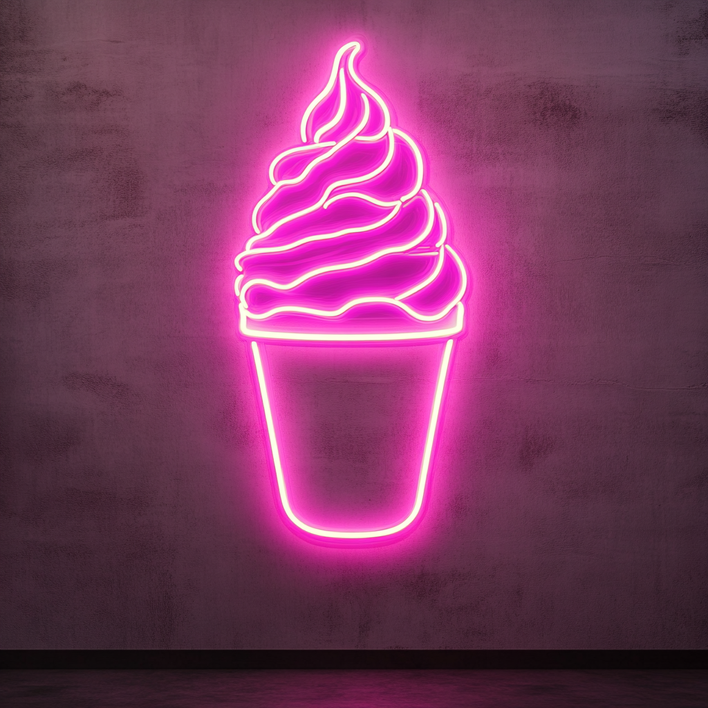 Frozen Yogurt Cup - Pink Neon Sign, 18 Inches