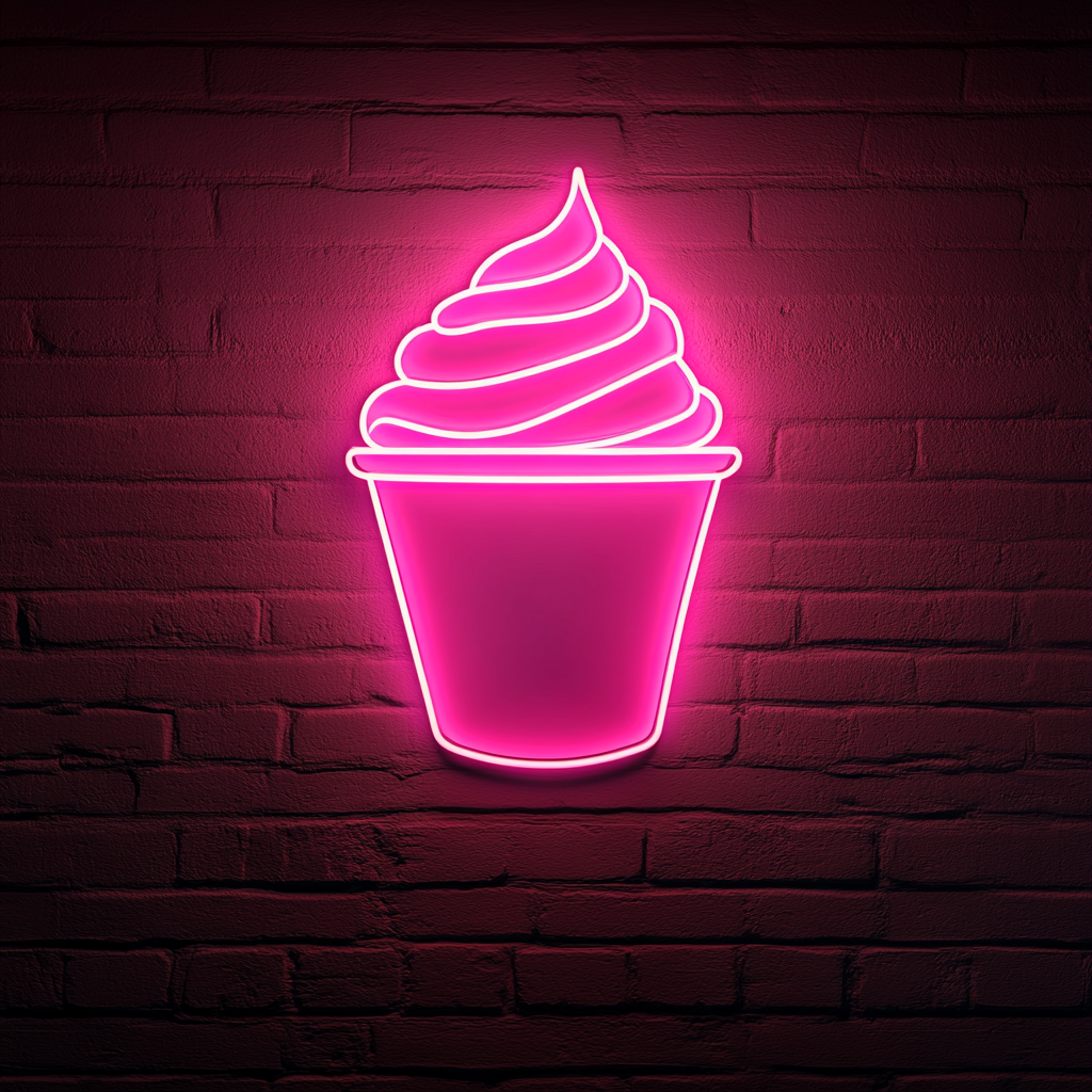 Frozen Yogurt Cup - Pink Neon Sign, 24 Inches