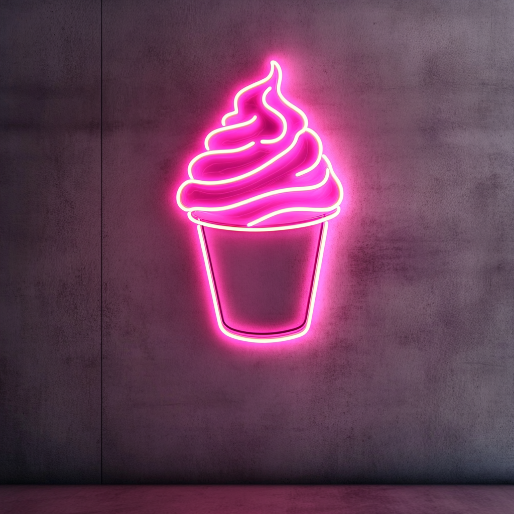 Frozen Yogurt Cup - Pink Neon Sign, 18 Inches