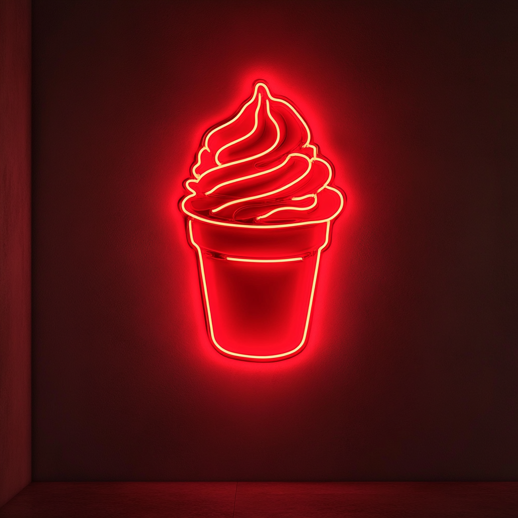 Frozen Yogurt Cup - Red Neon Sign, 18 Inches