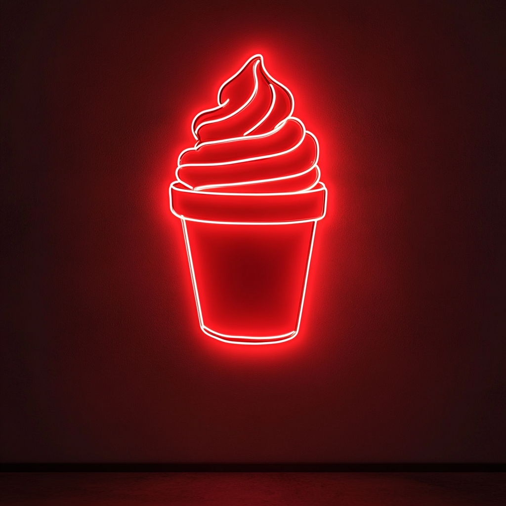 Frozen Yogurt Cup - Red Neon Sign, 18 Inches