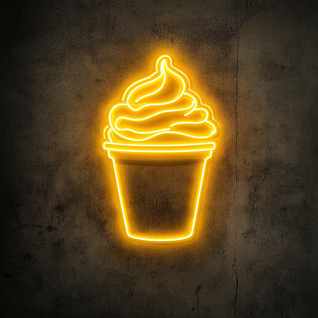 Frozen Yogurt Cup - Yellow Neon Sign, 18 Inches