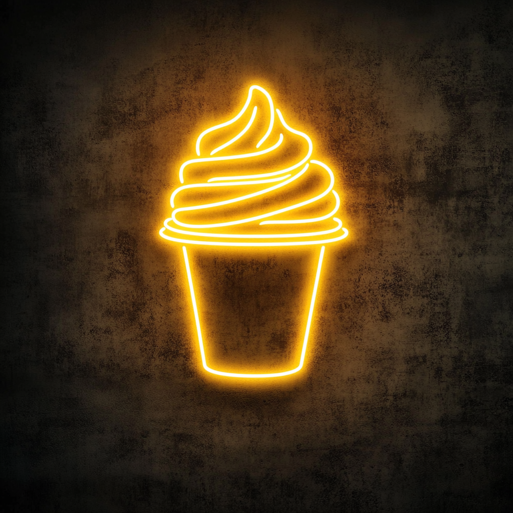 Frozen Yogurt Cup - Yellow Neon Sign, 18 Inches
