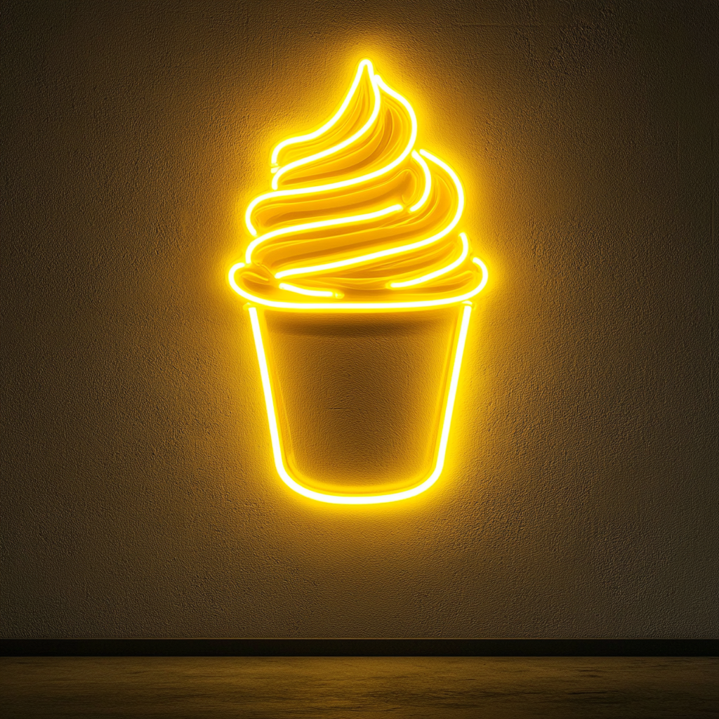 Frozen Yogurt Cup - Yellow Neon Sign, 18 Inches