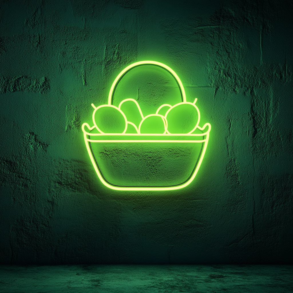 Fruit Basket - Green Neon Sign, 18 Inches