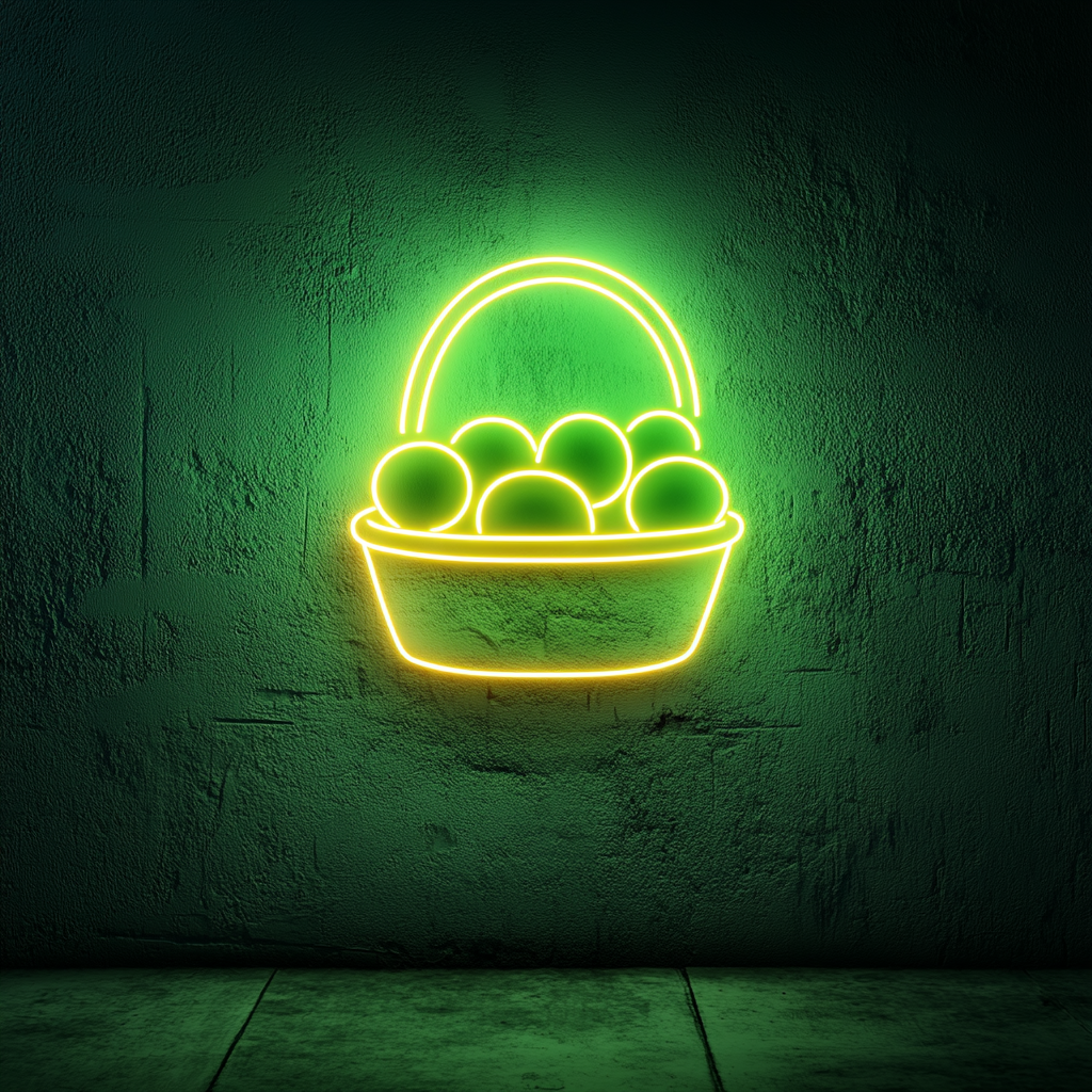 Fruit Basket - Green Neon Sign, 18 Inches