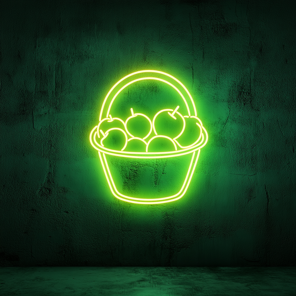 Fruit Basket - Green Neon Sign, 18 Inches