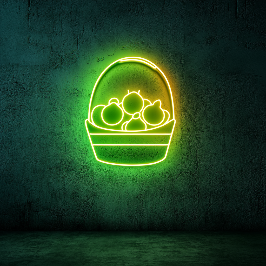 Fruit Basket - Green Neon Sign, 18 Inches