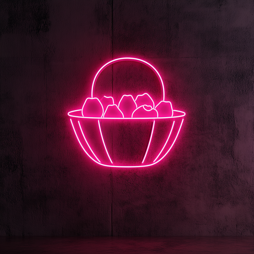 Fruit Basket - Pink Neon Sign, 18 Inches