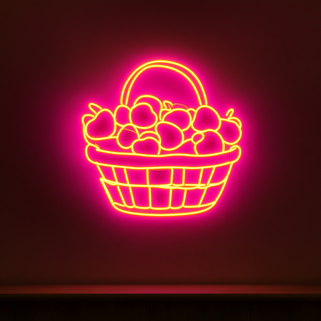 Fruit Basket - Pink Neon Sign, 18 Inches