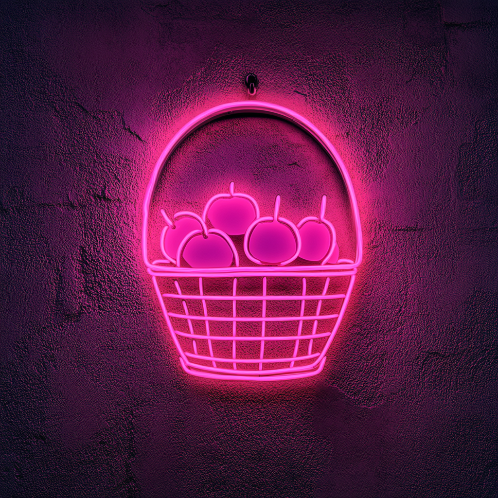Fruit Basket - Pink Neon Sign, 18 Inches