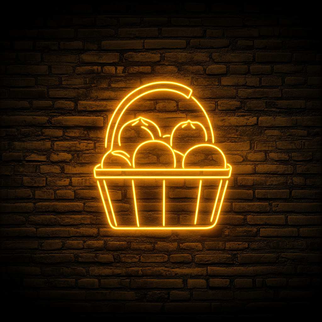 Fruit Basket - Yellow Neon Sign, 18 Inches