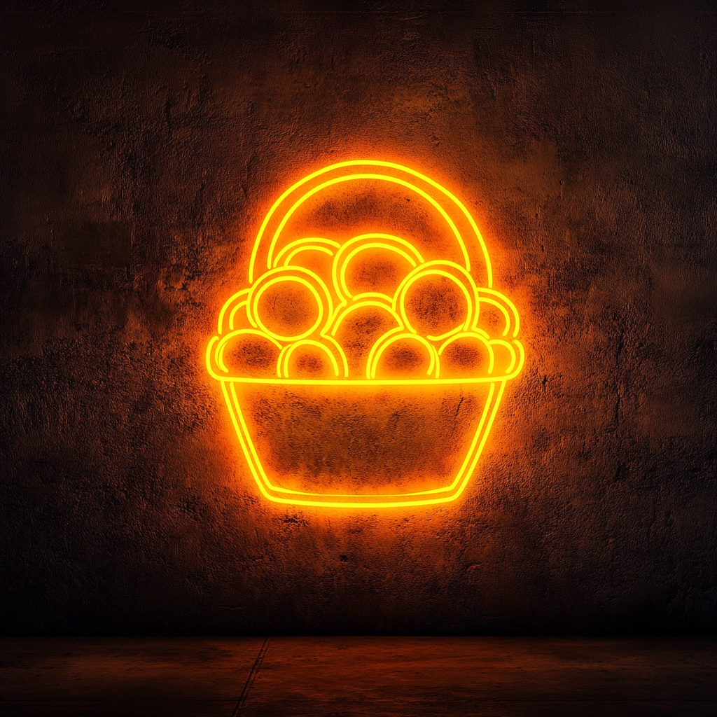 Fruit Basket - Yellow Neon Sign, 18 Inches