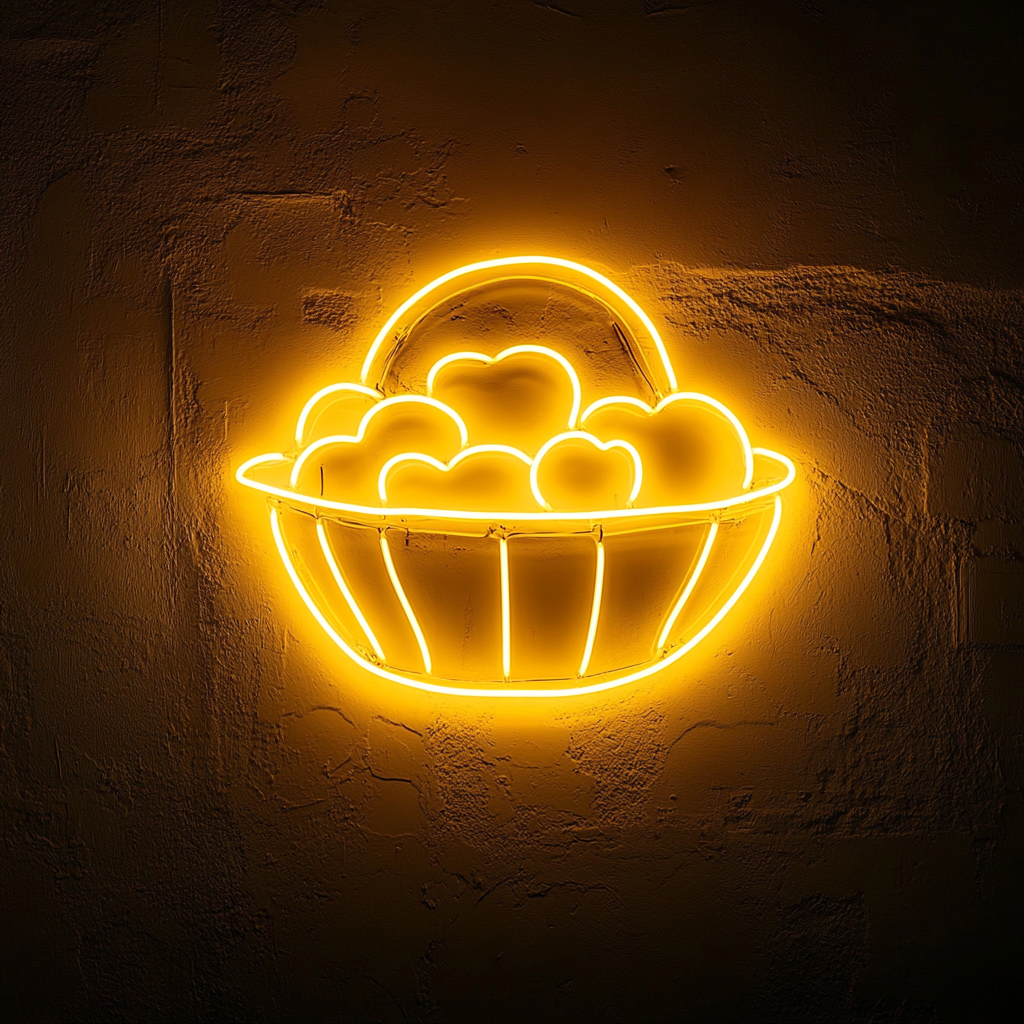 Fruit Basket - Yellow Neon Sign, 18 Inches