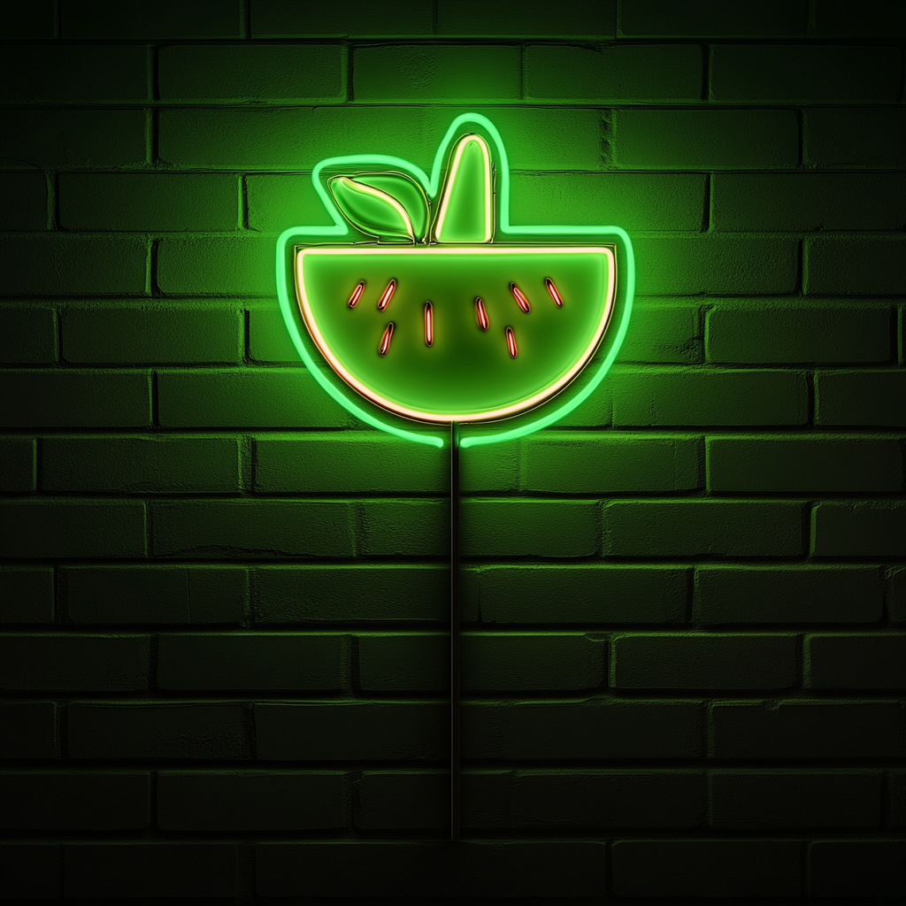 Fruit Skewer with Melon - Green Neon Sign, 24 Inches
