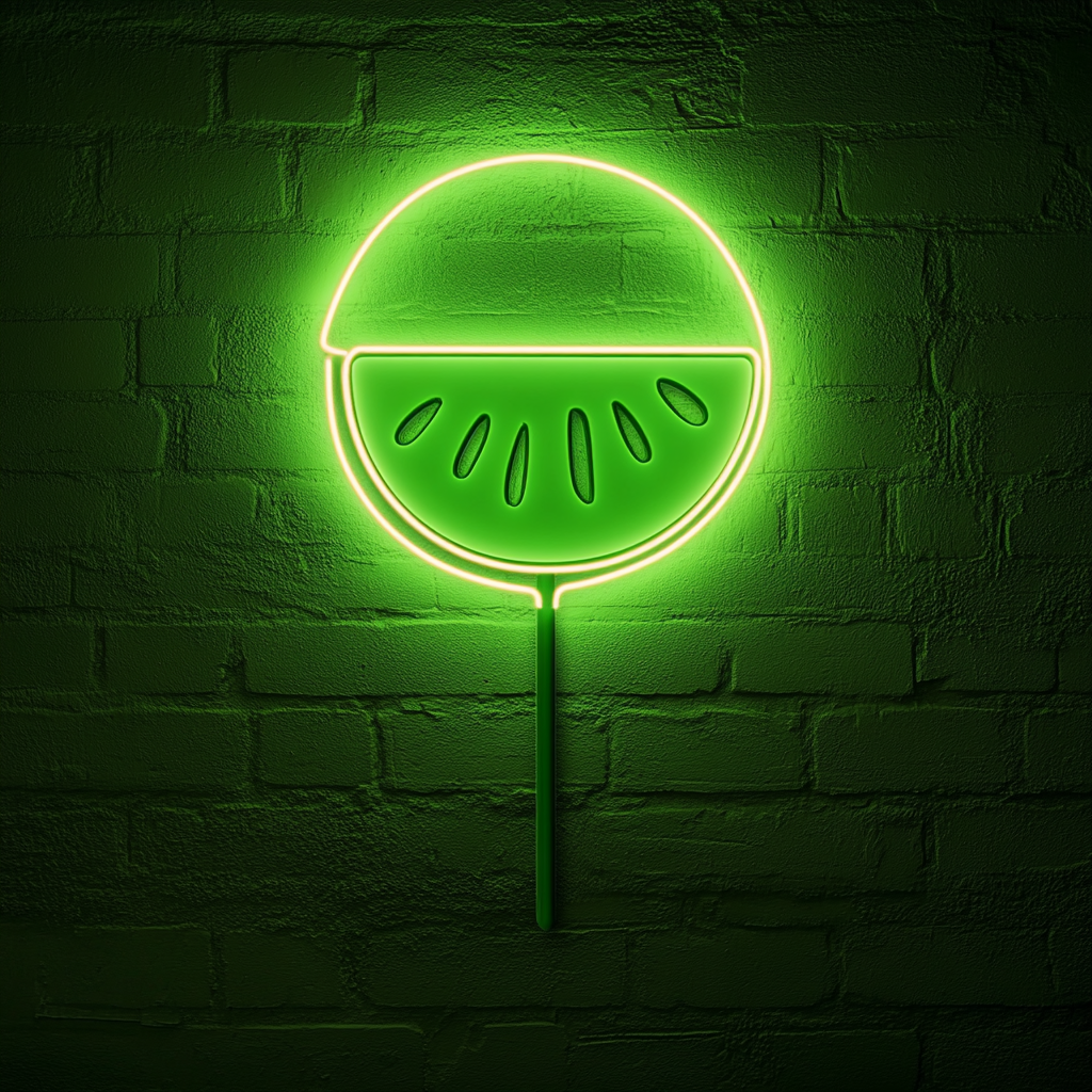 Fruit Skewer with Melon - Green Neon Sign, 24 Inches