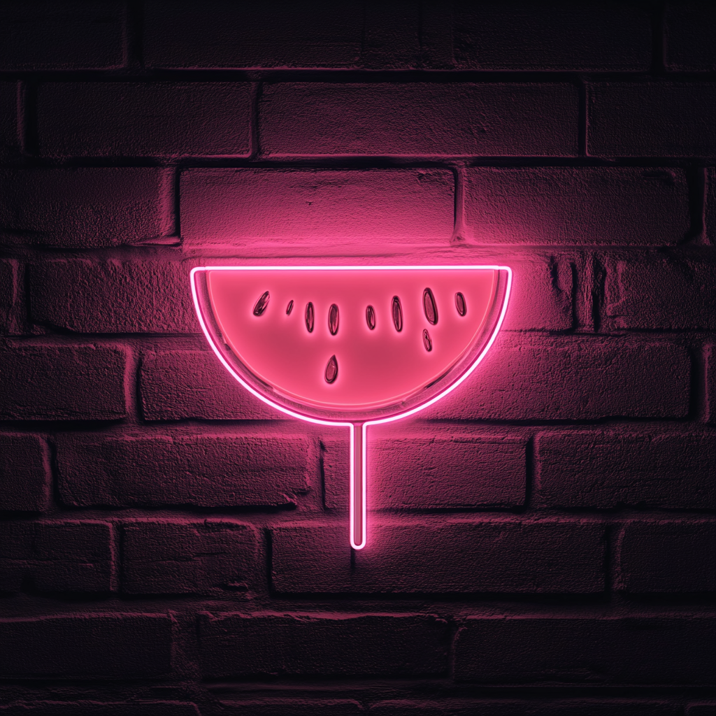 Fruit Skewer with Melon - Pink Neon Sign, 18 Inches