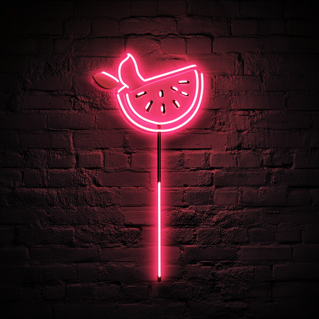 Fruit Skewer with Melon - Pink Neon Sign, 24 Inches