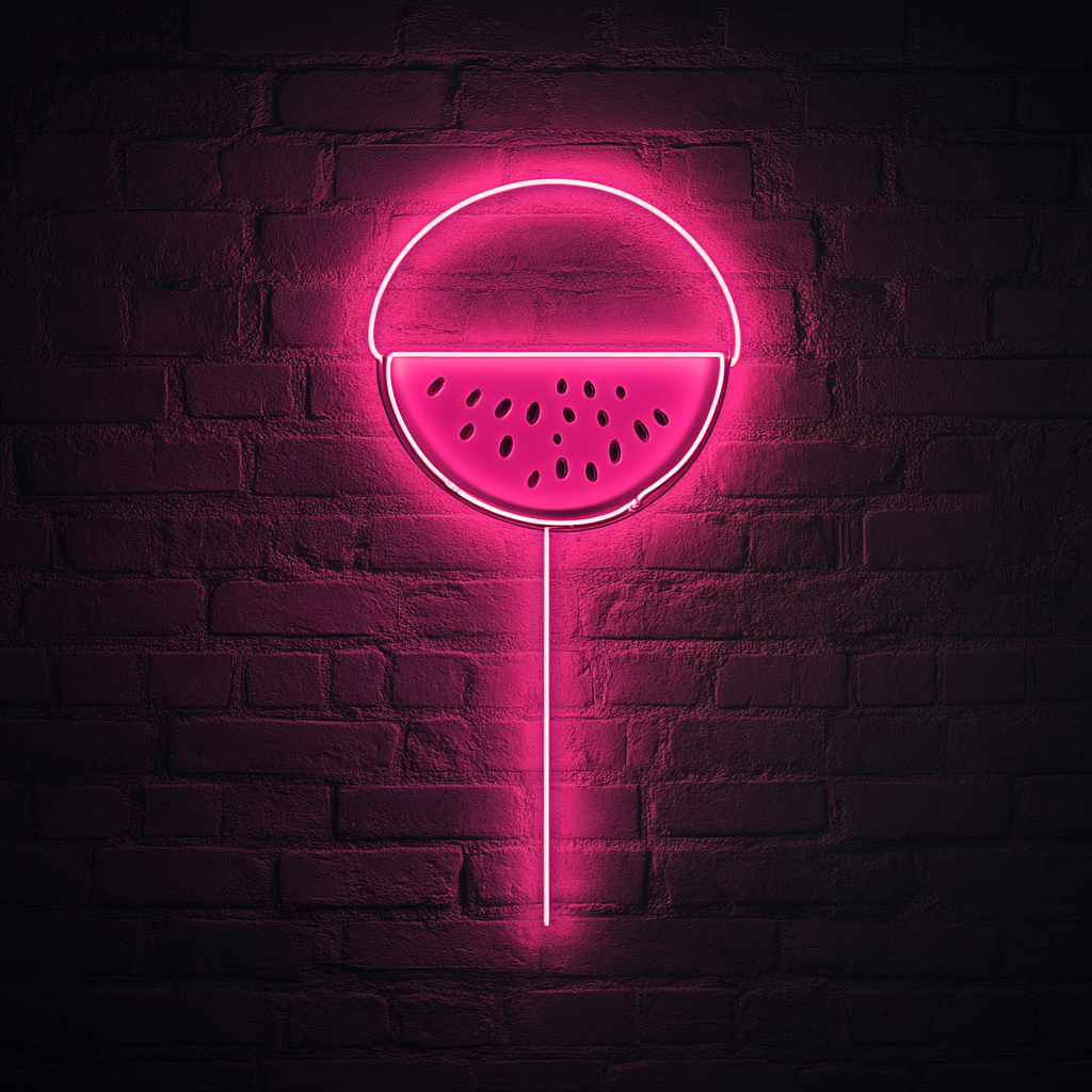 Fruit Skewer with Melon - Pink Neon Sign, 24 Inches