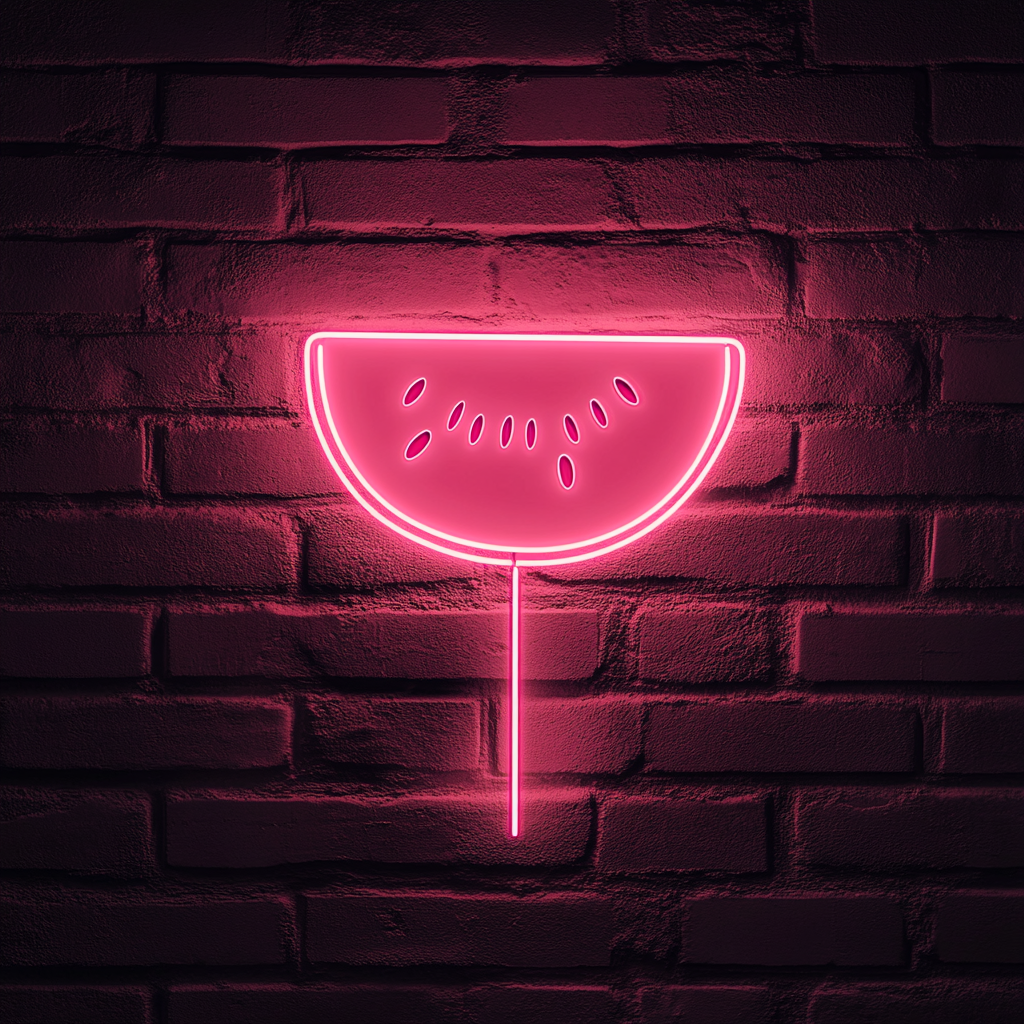 Fruit Skewer with Melon - Pink Neon Sign, 18 Inches