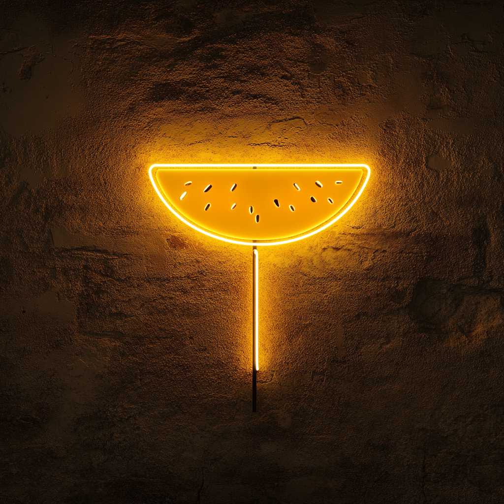 Fruit Skewer with Melon - Yellow Neon Sign, 18 Inches