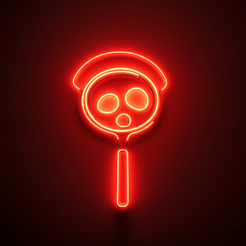 Frying Pan with Eggs - Red Neon Sign, 24 Inches