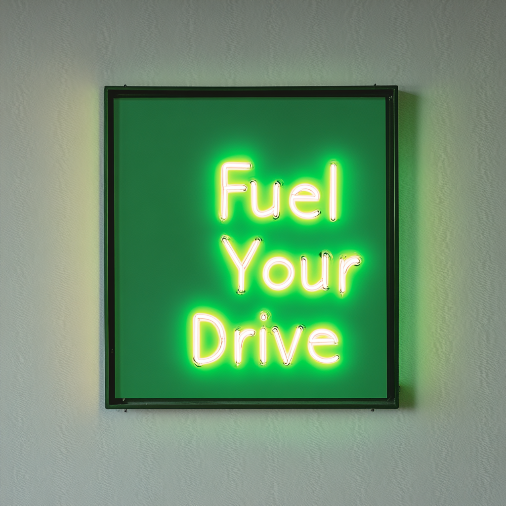 "Fuel Your Drive" - Green Neon Sign, 24 Inches