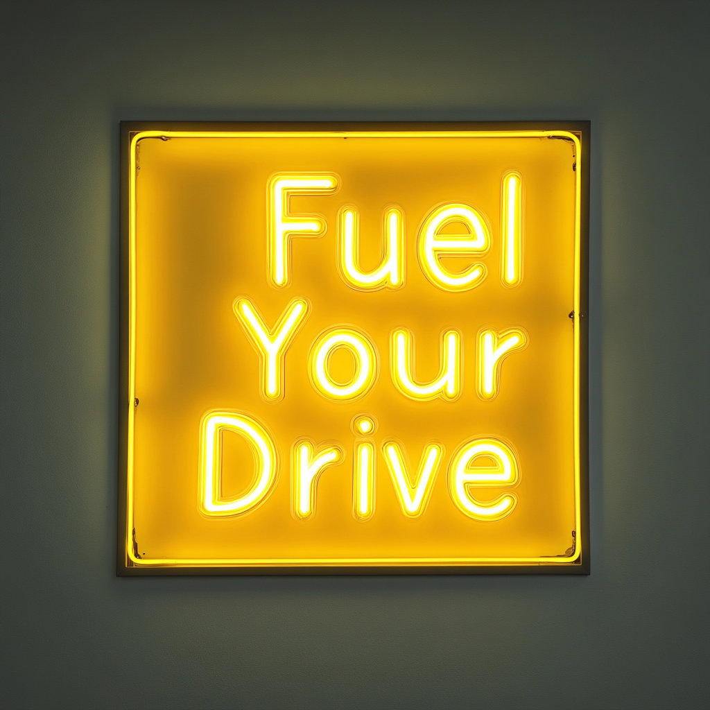 "Fuel Your Drive" - Yellow Neon Sign, 24 Inches