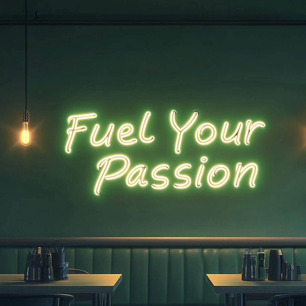 "Fuel Your Passion" - Green Neon Sign, 24 Inches