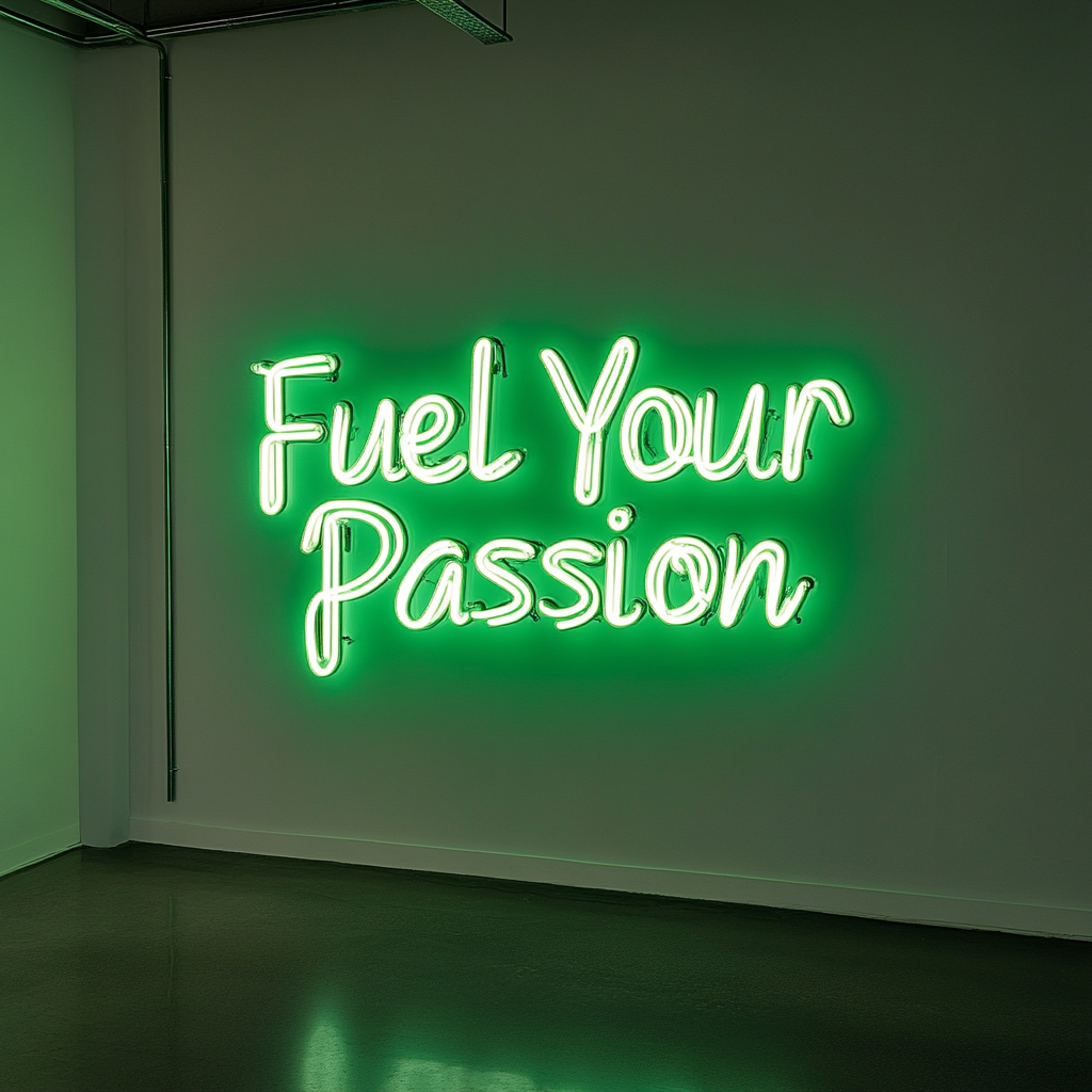 "Fuel Your Passion" - Green Neon Sign, 24 Inches