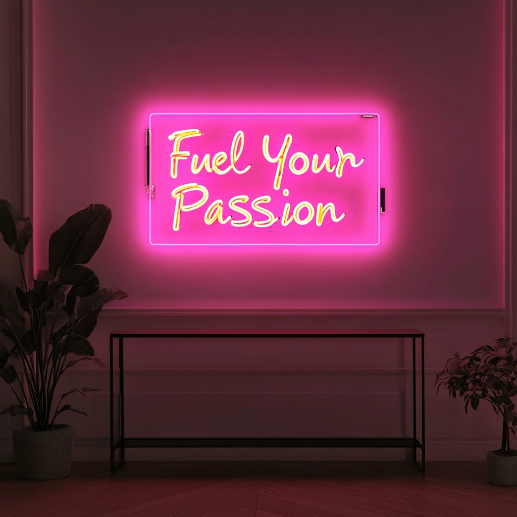 "Fuel Your Passion" - Pink Neon Sign, 24 Inches