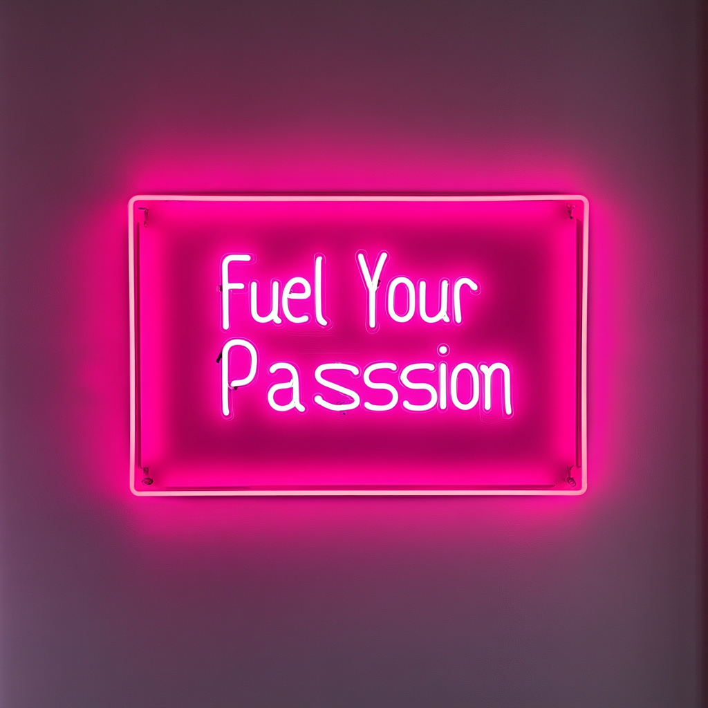 "Fuel Your Passion" - Pink Neon Sign, 18 Inches