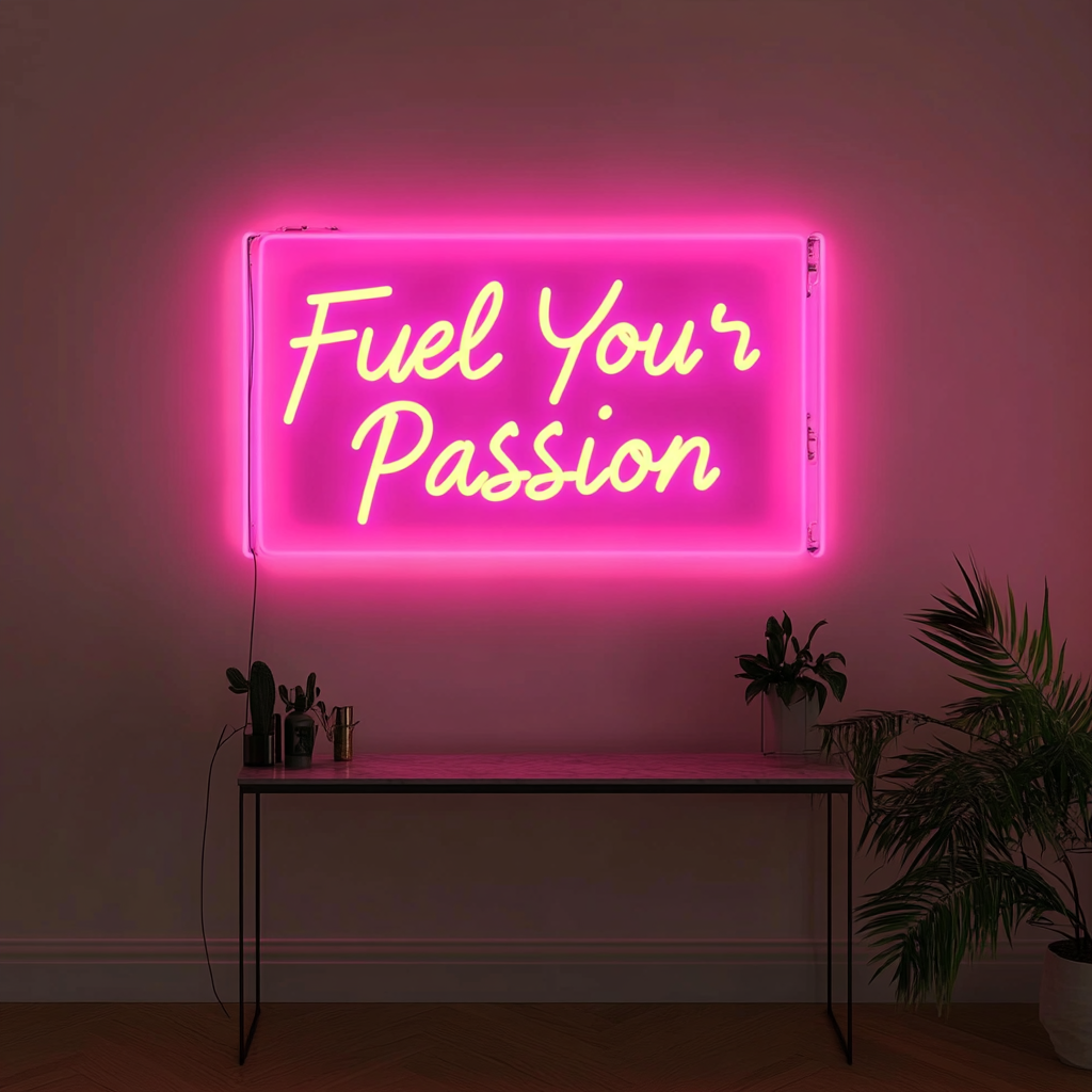 "Fuel Your Passion" - Pink Neon Sign, 24 Inches
