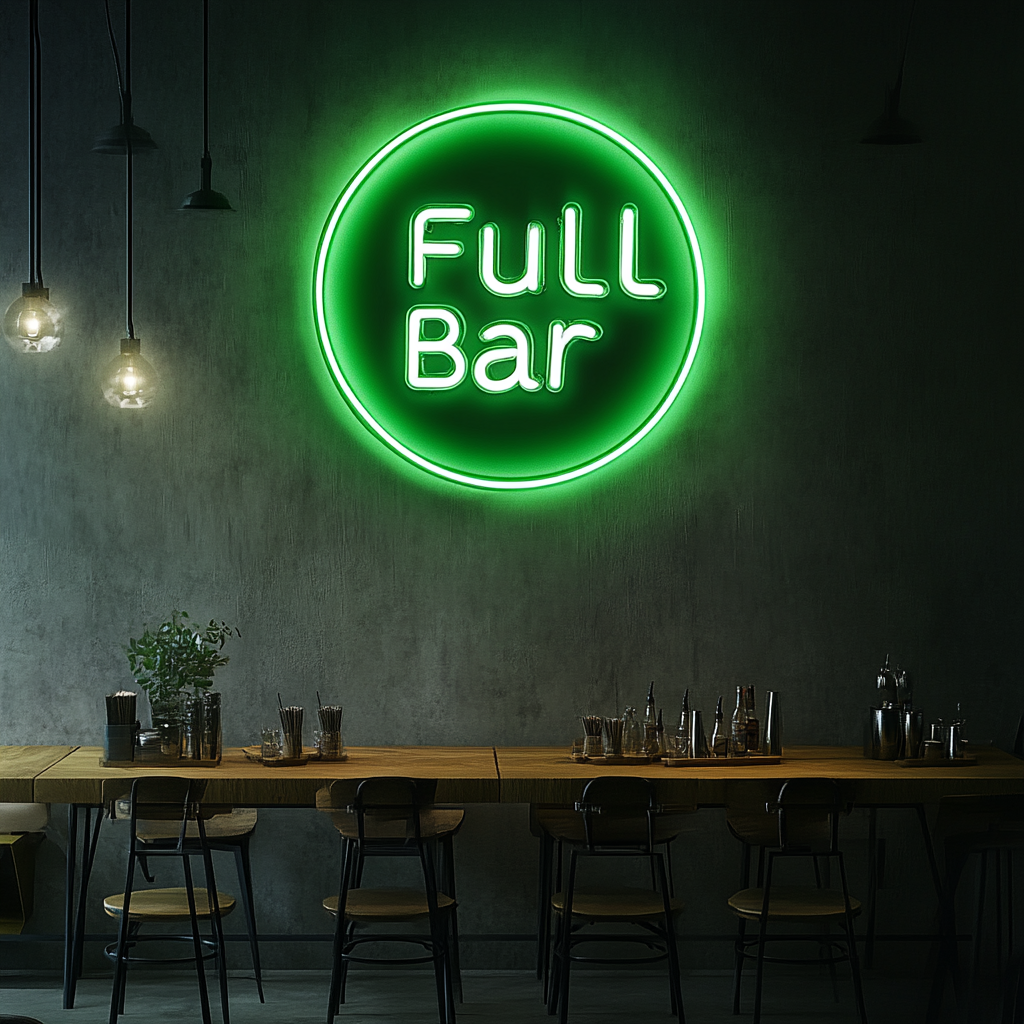 "Full Bar" - Green Neon Sign, 24 Inches