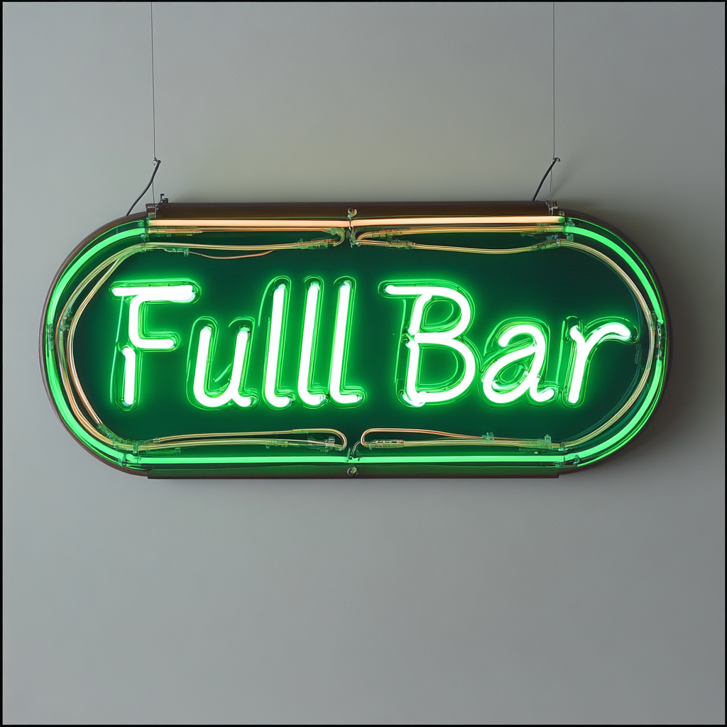 "Full Bar" - Green Neon Sign, 24 Inches