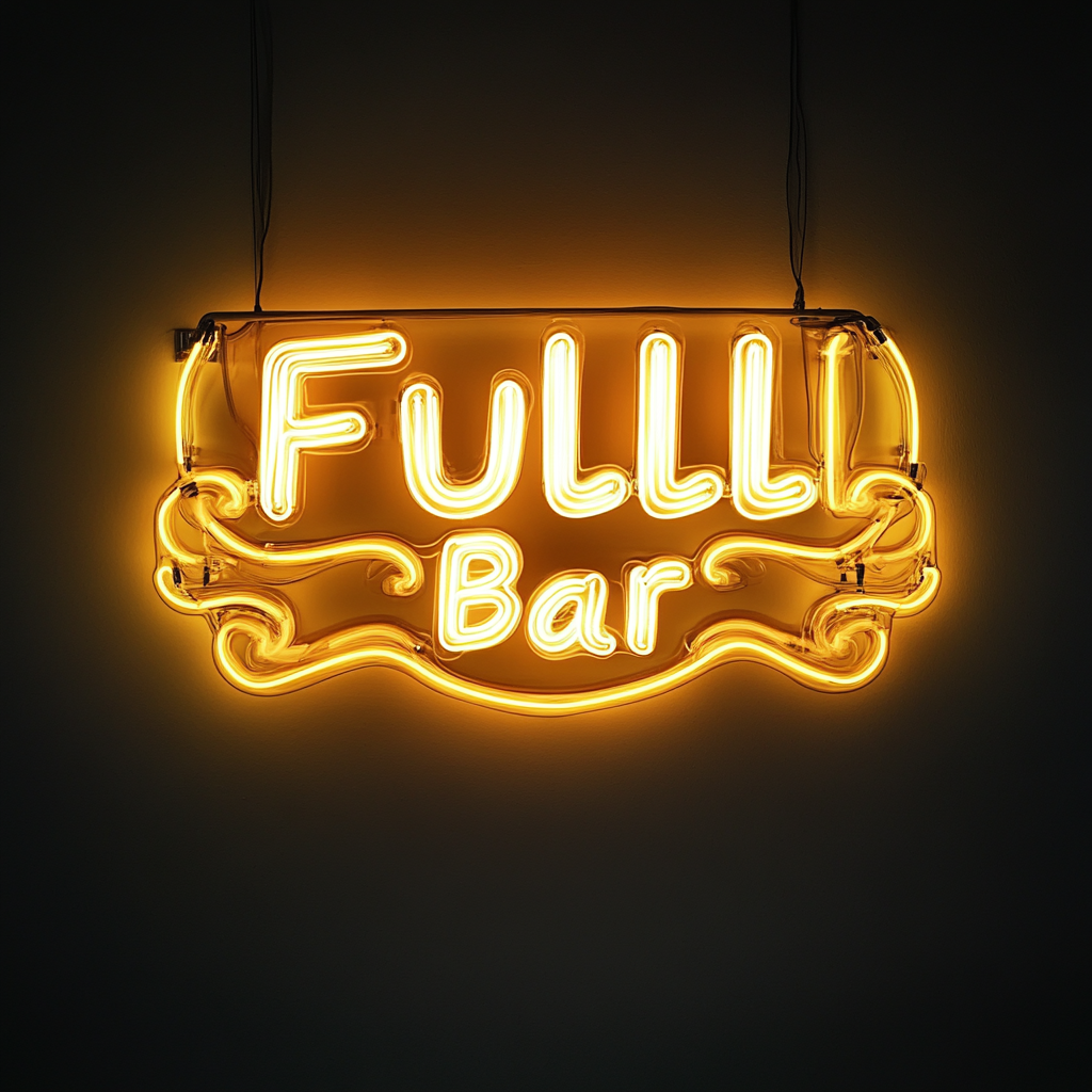 "Full Bar" - Yellow Neon Sign, 24 Inches