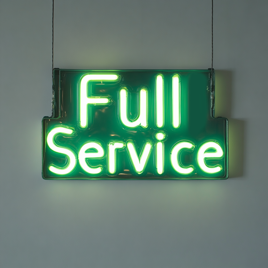 "Full Service" - Green Neon Sign, 24 Inches