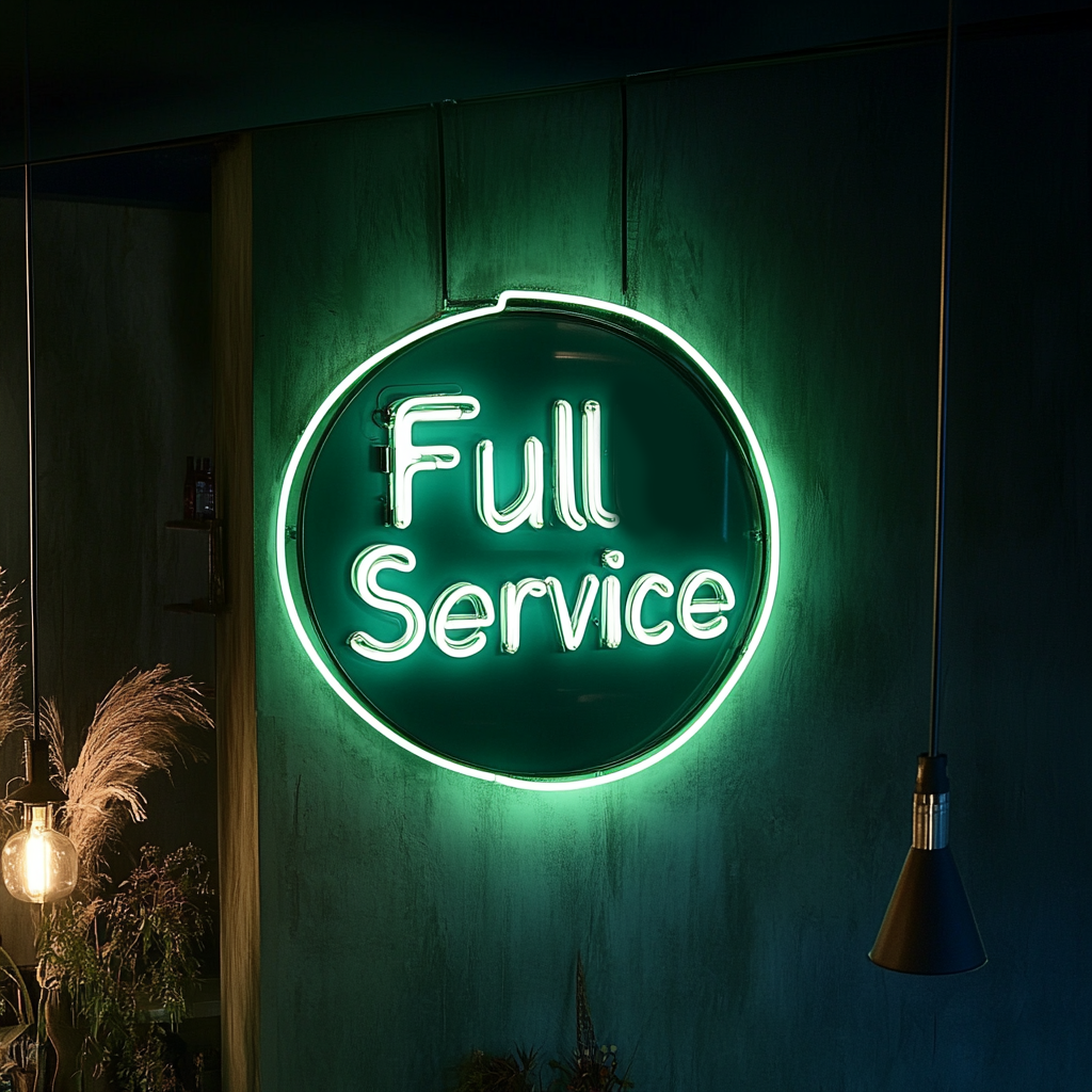 "Full Service" - Green Neon Sign, 24 Inches