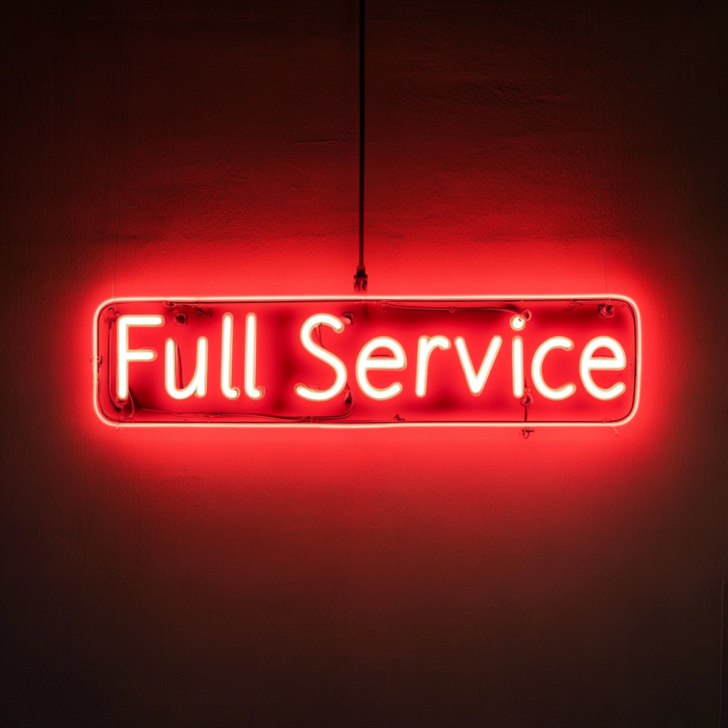 "Full Service" - Red Neon Sign, 24 Inches