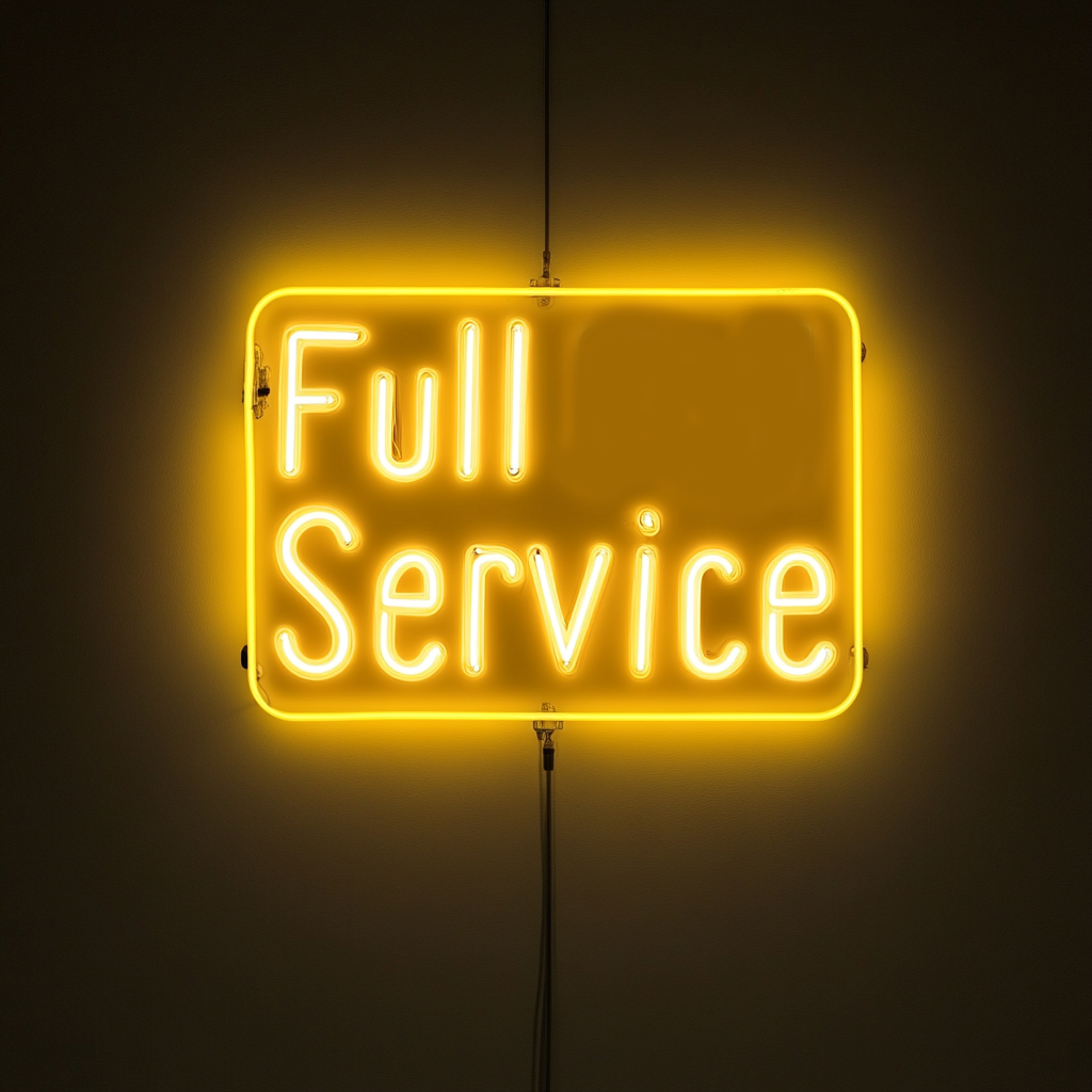 "Full Service" - Yellow Neon Sign, 24 Inches