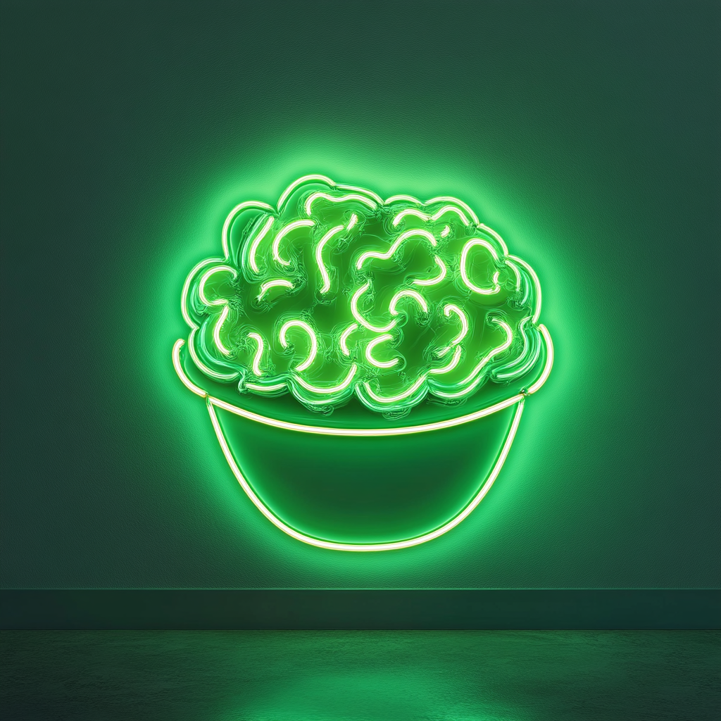 Funnel Cake with Powdered Sugar - Green Neon Sign, 24 Inches