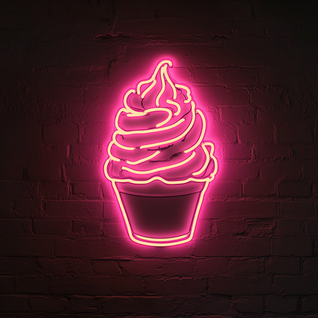 Funnel Cake with Powdered Sugar - Pink Neon Sign, 18 Inches