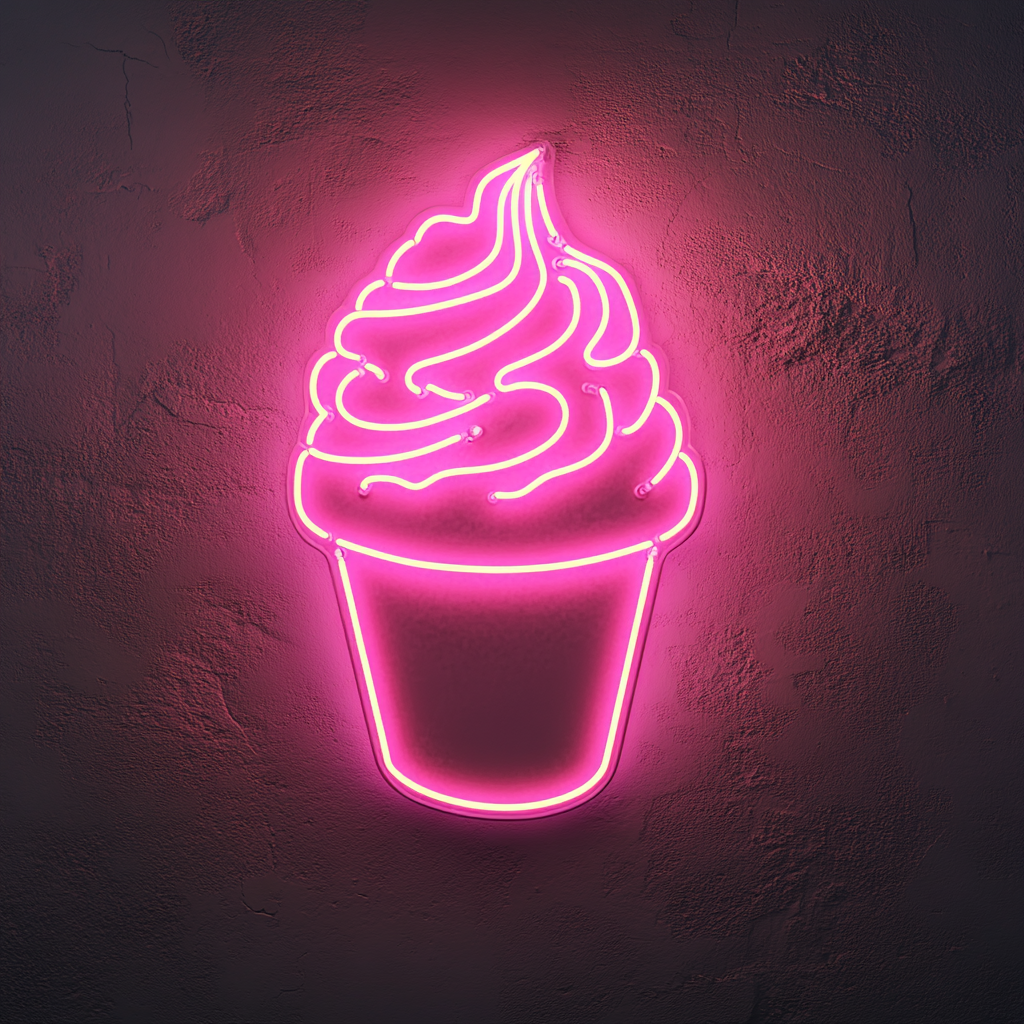 Funnel Cake with Powdered Sugar - Pink Neon Sign, 24 Inches