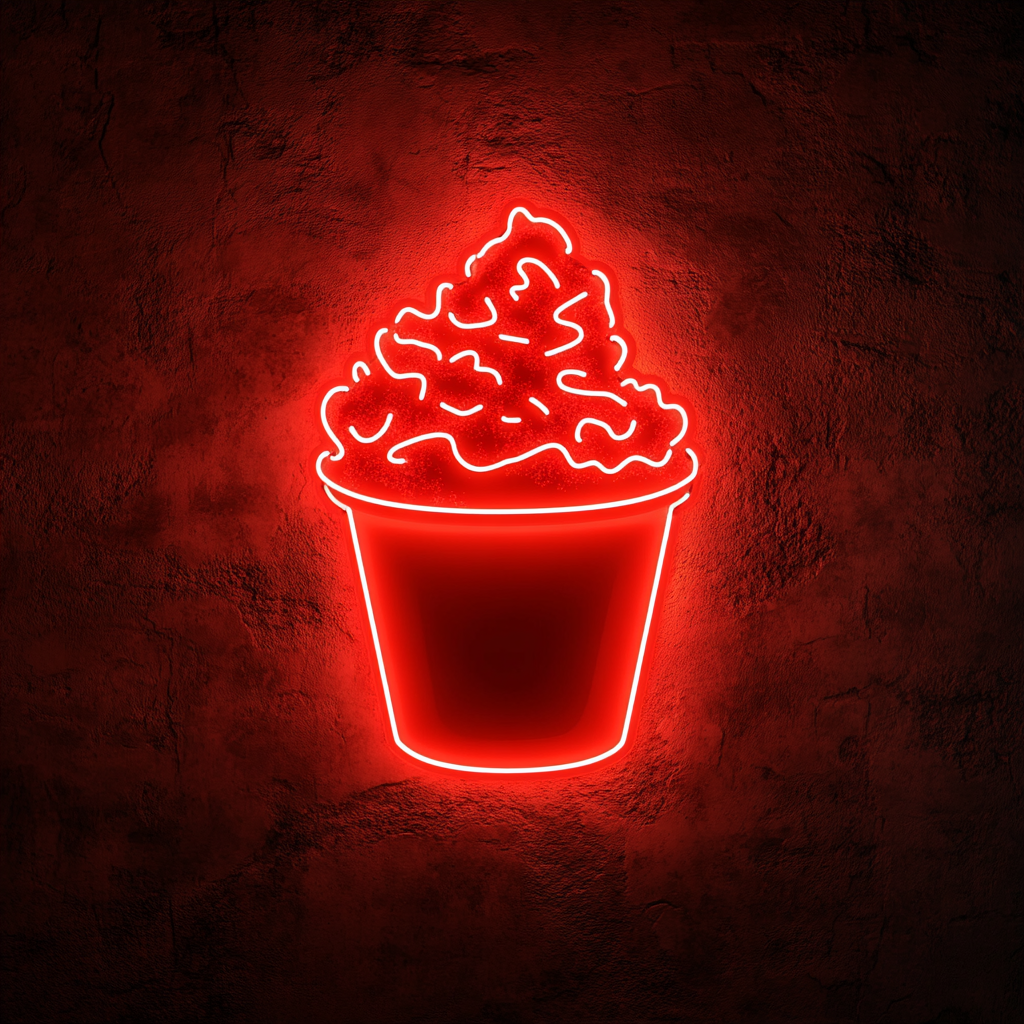 Funnel Cake with Powdered Sugar - Red Neon Sign, 18 Inches