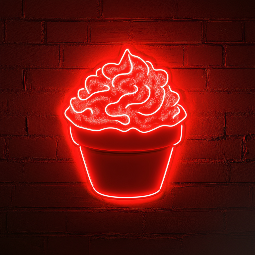 Funnel Cake with Powdered Sugar - Red Neon Sign, 24 Inches