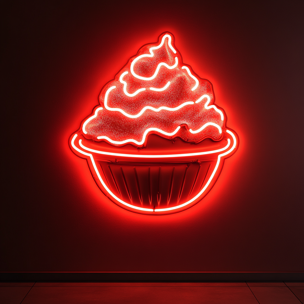 Funnel Cake with Powdered Sugar - Red Neon Sign, 18 Inches