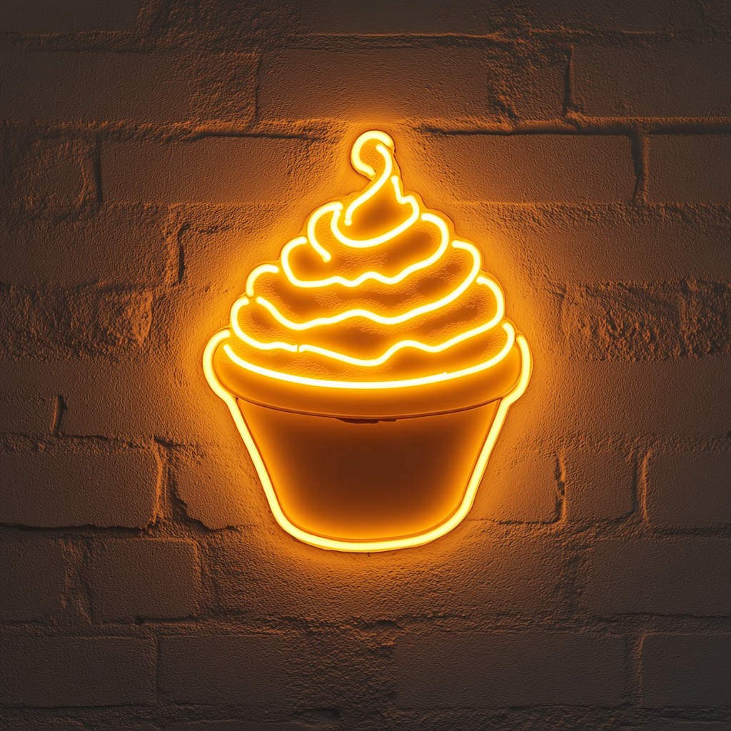 Funnel Cake with Powdered Sugar - Yellow Neon Sign, 24 Inches