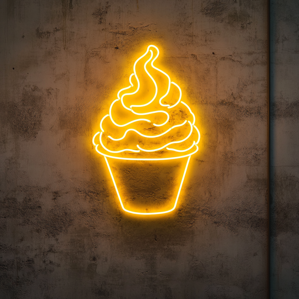 Funnel Cake with Powdered Sugar - Yellow Neon Sign, 18 Inches