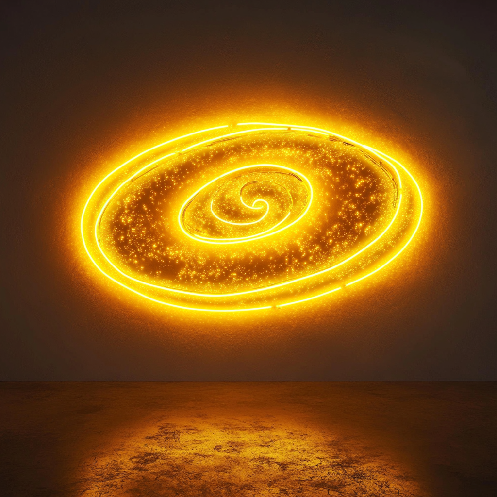 Galaxy Swirl - Yellow Neon Sign, 18 Inches