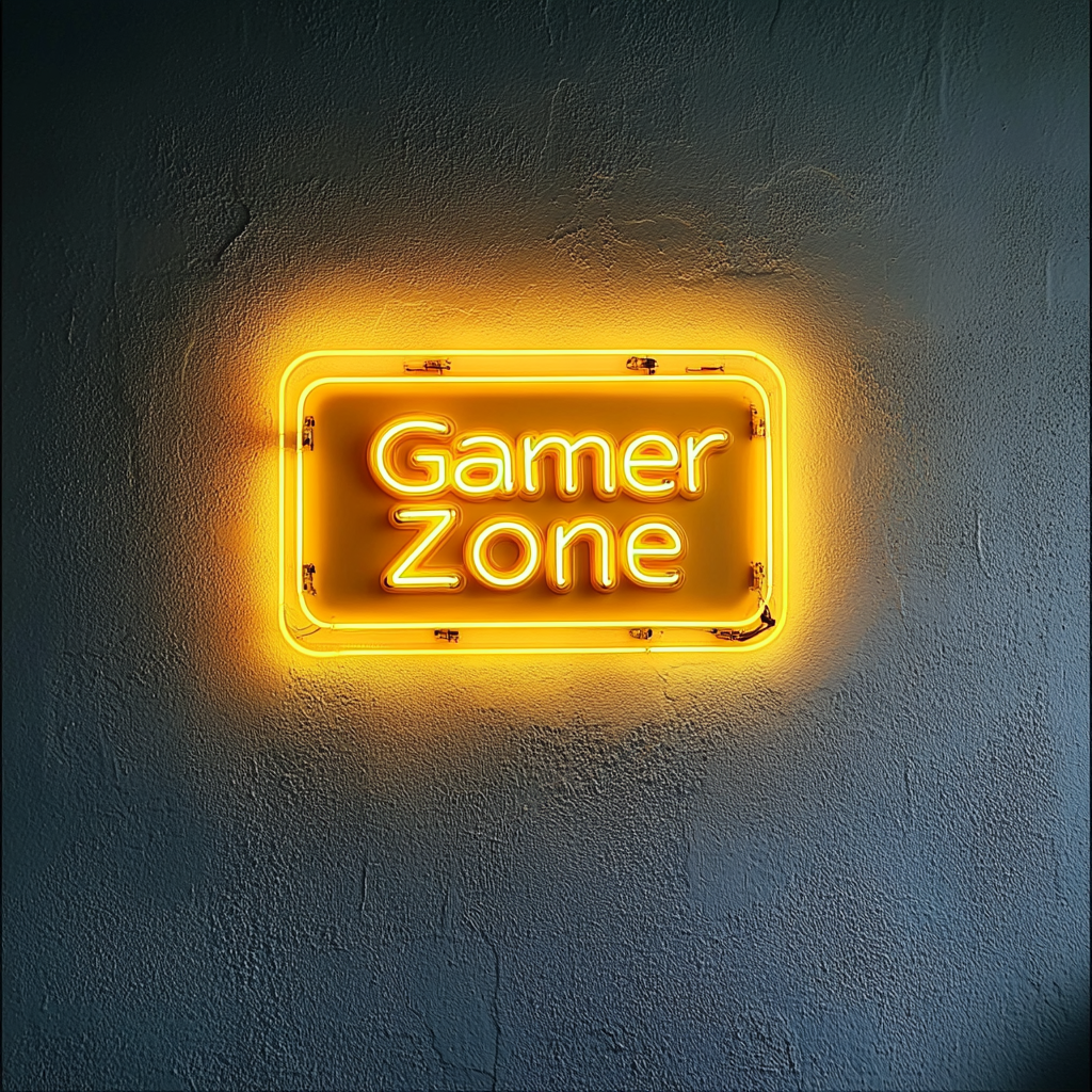 Gamer Zone - Yellow Neon Sign, 24 Inches